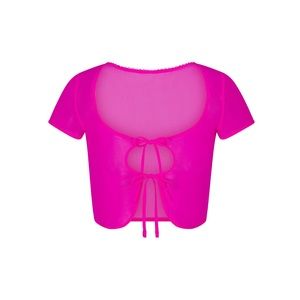 SKIMS SUMMER MESH SUPER CROPPED TOP NWT Fuchsia Neon 4X XXS